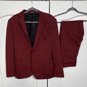 Express Men's Burgundy Two-Piece Suit Jacket & Pants